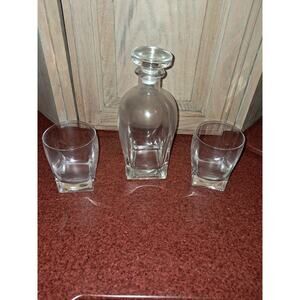 LUIGI BORMIOLI CRYSTAL WHISKEY DECANTER AND 2 Highball Glasses